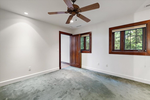 490 E Long Lake Rd, Bloomfield Hills, MI 48304 - unfurnished room with baseboards, carpet flooring, recessed lighting, and a ceiling fan