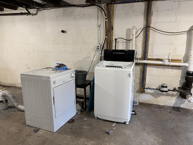 1302 Barnes St, Albion, MI 49224 - unfinished below grade area featuring washing machine and dryer