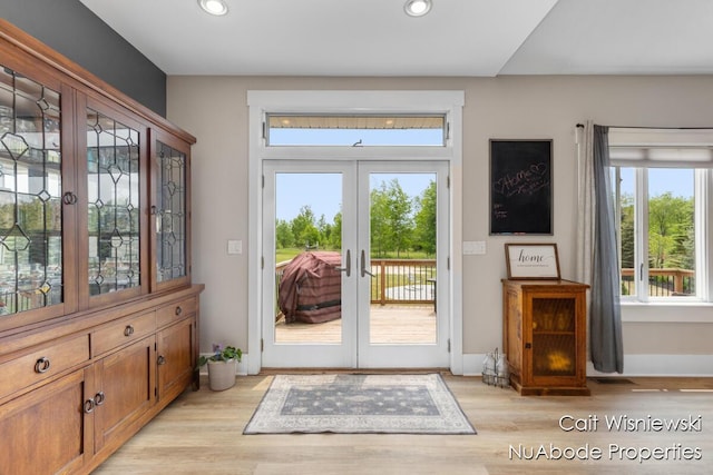 3732 E 128th St, Grant, MI 49327 - doorway featuring french doors, recessed lighting, and light wood finished floors