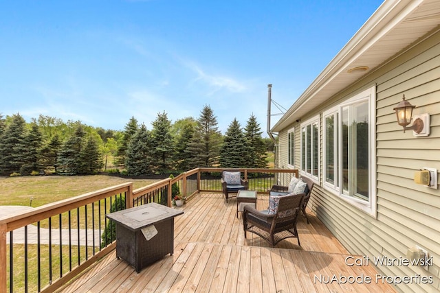 3732 E 128th St, Grant, MI 49327 - wooden deck featuring a lawn