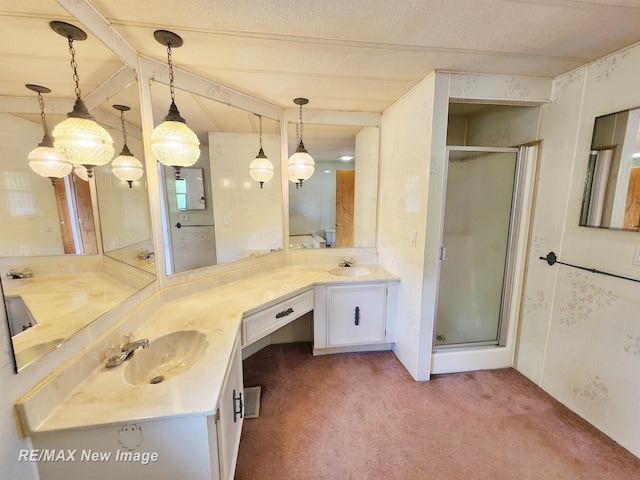 10424 S Graham Rd, Saint Charles, MI 48655 - full bathroom with double vanity and a shower stall