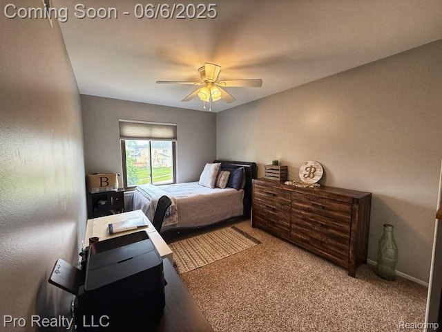 44195 Dartmouth St, Canton, MI 48188 - bedroom featuring carpet floors, a ceiling fan, baseboards, and an office area