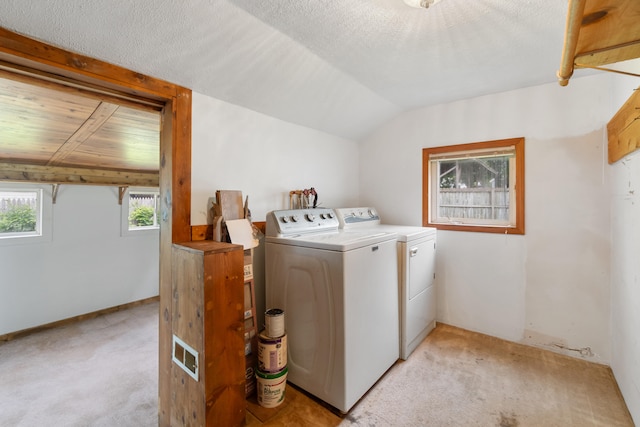 817 Annetta Ave, Jackson, MI 49203 - laundry area with washing machine and clothes dryer, light carpet, and a textured ceiling