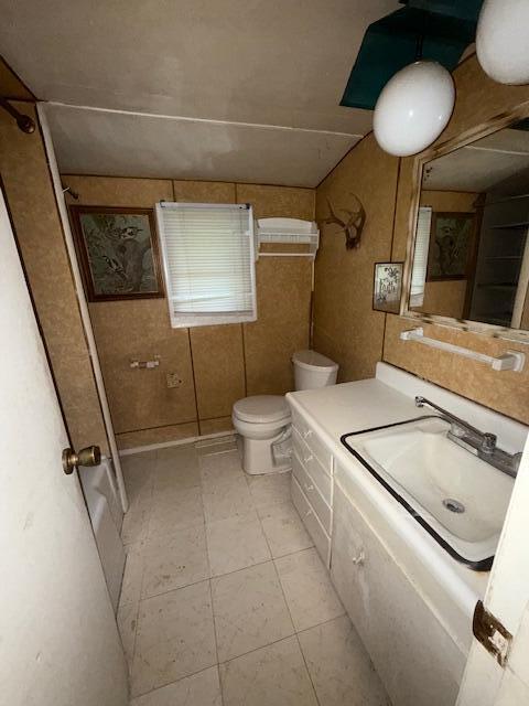 4465 E Old M-63, Luther, MI 49656 - full bathroom with toilet, vanity, tile patterned flooring, a shower, and a bathtub