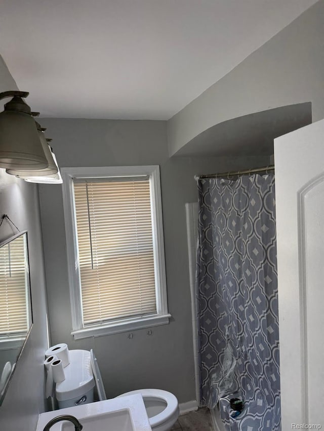 18950 Blackmoor St, Detroit, MI 48234 - full bathroom featuring toilet, a sink, and a shower with curtain