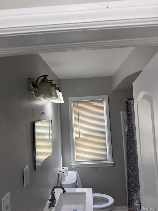 18950 Blackmoor St, Detroit, MI 48234 - full bathroom featuring toilet, a sink, and a shower with curtain