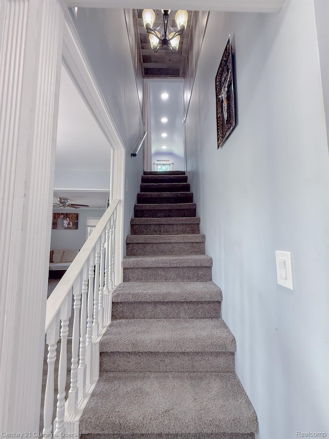 7641 N Inkster Rd, Westland, MI 48185 - stairs with a chandelier