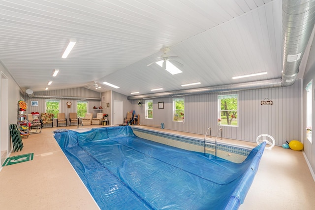 4772 S Bard Rd, Beaverton, MI 48612 - indoor pool featuring a ceiling fan