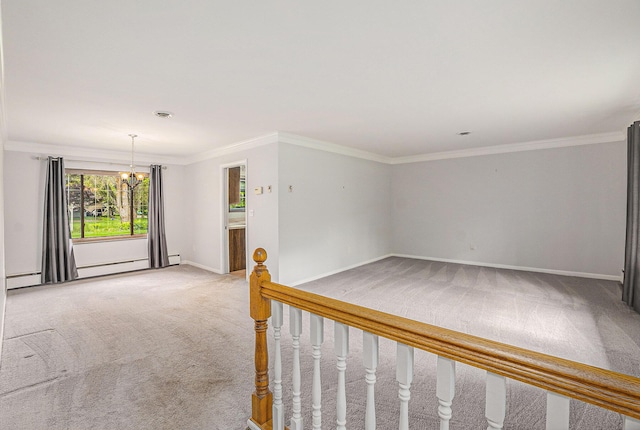 1269 Potomac Dr, Rochester Hills, MI 48306 - unfurnished room featuring light colored carpet, a chandelier, crown molding, and baseboards