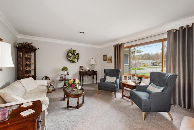 1269 Potomac Dr, Rochester Hills, MI 48306 - carpeted living room with crown molding
