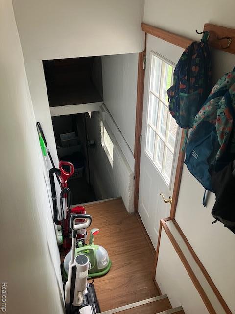 161 Fourth, Harbor Beach, MI 48441 - stairway featuring wood finished floors
