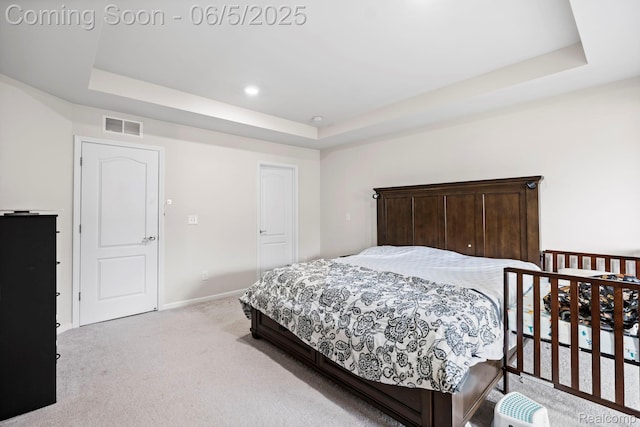 4782 Broomfield Way, Lake Orion, MI 48359 - bedroom featuring a tray ceiling, carpet, baseboards, and recessed lighting