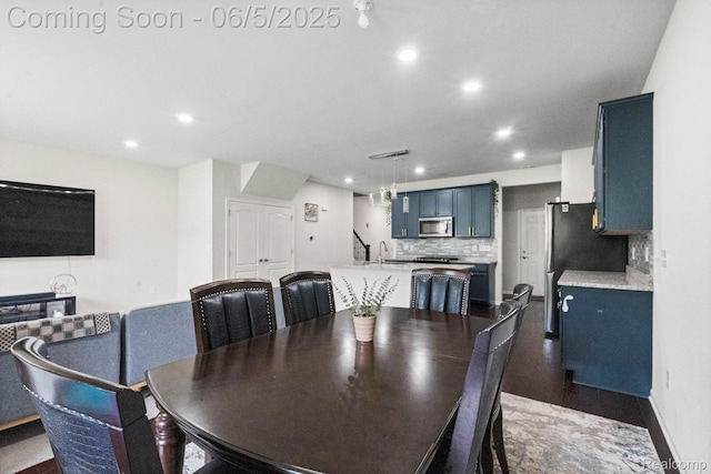 4782 Broomfield Way, Lake Orion, MI 48359 - dining area featuring recessed lighting and dark wood-style floors