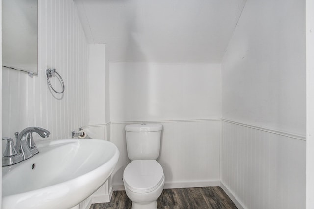 1702 Charles Ave, Kalamazoo, MI 49048 - bathroom featuring a sink, toilet, and wood finished floors