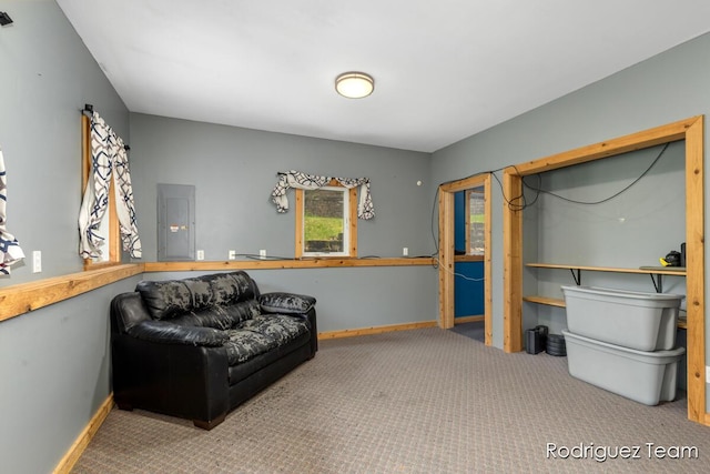 4160 Knapp Valley Dr NE, Grand Rapids, MI 49525 - living area featuring electric panel, carpet floors, and baseboards
