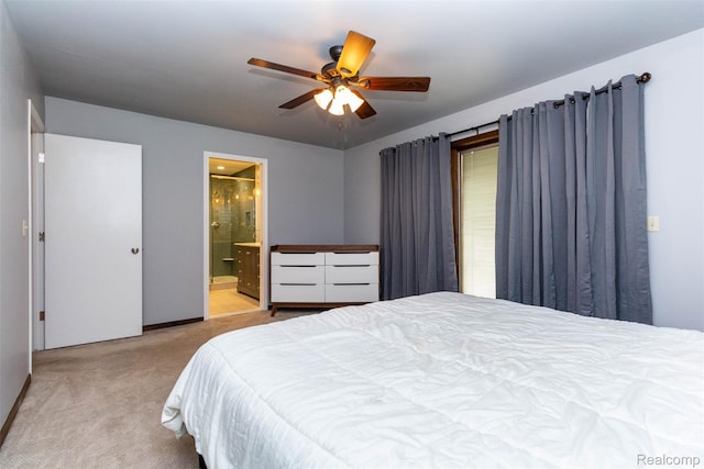 28220 Swan Island Dr, Grosse Ile, MI 48138 - carpeted bedroom with connected bathroom and ceiling fan