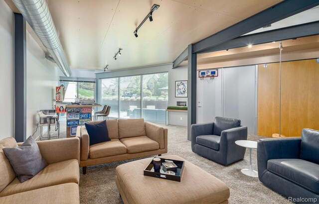 1363 Forest Bay Dr, Waterford, MI 48328 - living area featuring carpet and track lighting