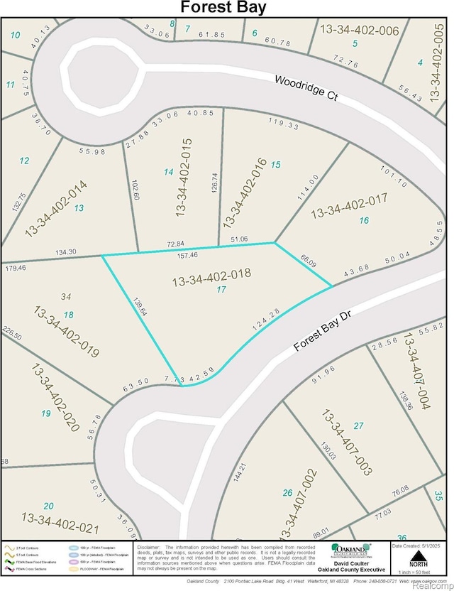 1363 Forest Bay Dr, Waterford, MI 48328 - map showing property parcels