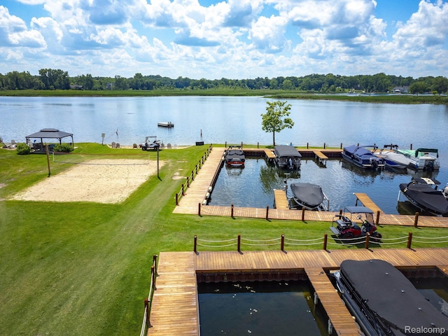 1363 Forest Bay Dr, Waterford, MI 48328 - dock featuring a water view and a yard