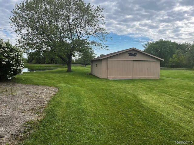 14924 Hough Rd, Allenton, MI 48002 - view of grassy yard with an outdoor structure and a water view