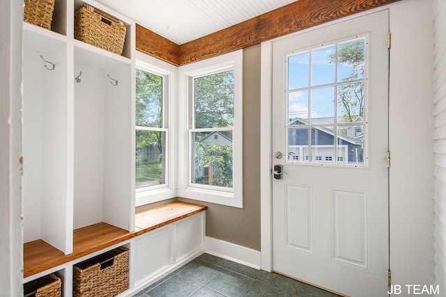 200 W 21st St, Holland, MI 49423 - mudroom featuring plenty of natural light, dark tile patterned floors, and baseboards