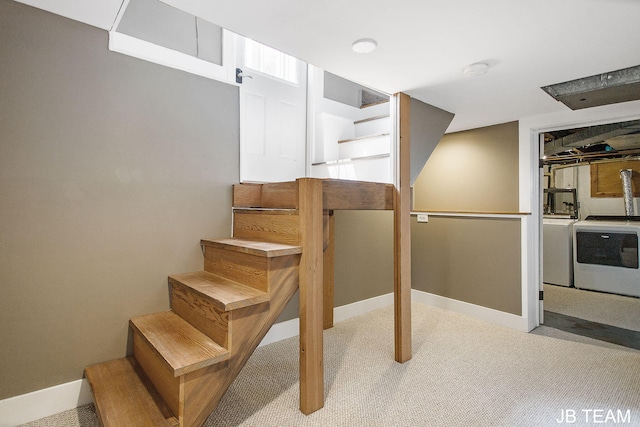 200 W 21st St, Holland, MI 49423 - stairway with washer / dryer, carpet floors, and baseboards