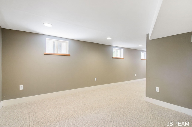 200 W 21st St, Holland, MI 49423 - below grade area with recessed lighting, carpet floors, healthy amount of natural light, and baseboards
