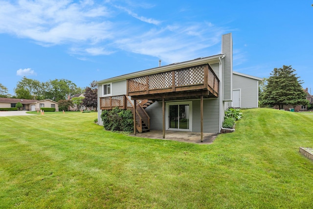 6400 Chestnut Hill Ct, Clarkston, MI 48346 - back of property with a deck, a yard, a patio, and stairway