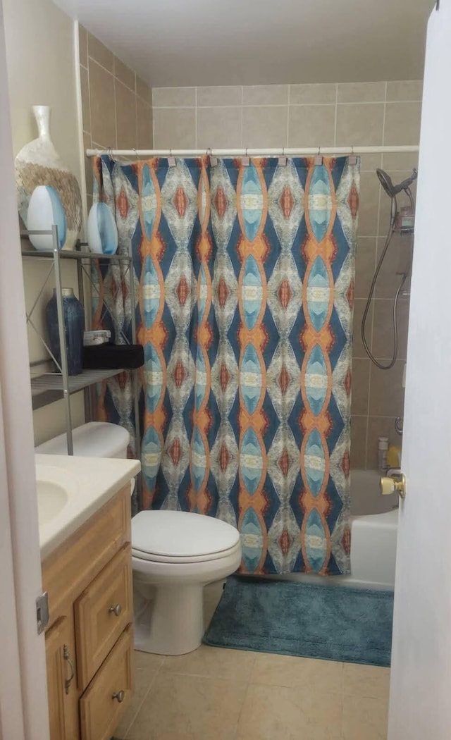 3062 Roundtree Blvd, Ypsilanti, MI 48197 - bathroom with vanity, tile patterned floors, toilet, and shower / bathtub combination with curtain