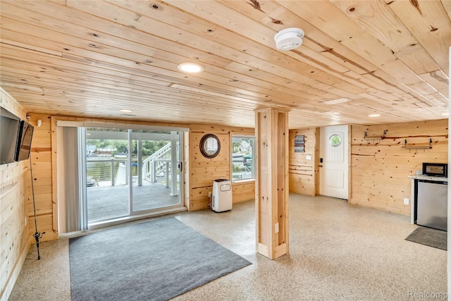 533 Bellevue Ave, Lake Orion, MI 48362 - entrance foyer with wooden ceiling, wooden walls, and recessed lighting