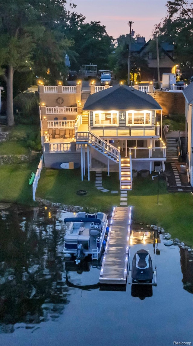 533 Bellevue Ave, Lake Orion, MI 48362 - dock area featuring stairs and a balcony