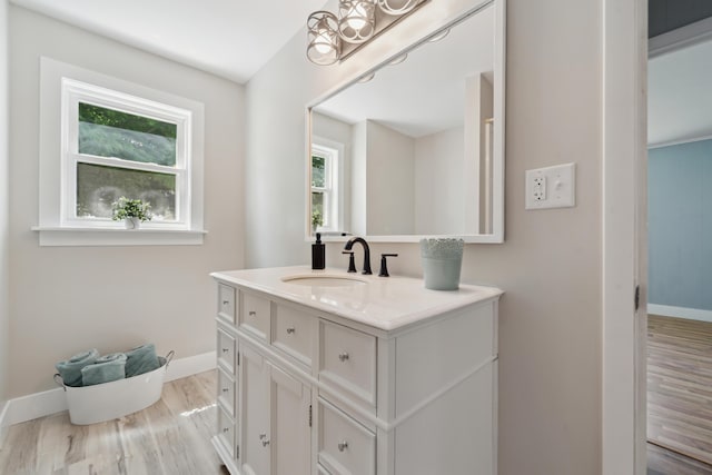 229 Water St, Grass Lake, MI 49240 - bathroom with vanity, wood finished floors, and baseboards