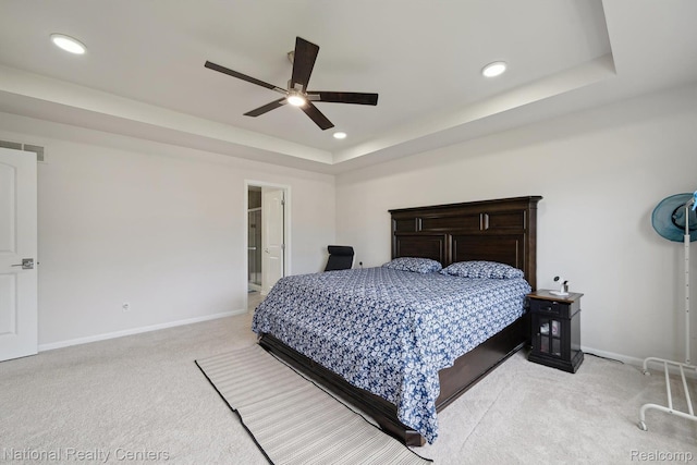 222 Quartz Way, White Lake, MI 48386 - bedroom with light colored carpet, baseboards, recessed lighting, and a raised ceiling