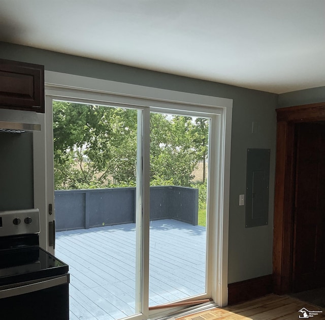 18200 Sherman, Milan, MI 48160 - entryway with electric panel, wood finished floors, and baseboards