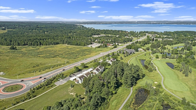 5737 Hilltop Way, Williamsburg, MI 49690 - aerial view of property's location featuring a nearby body of water and a heavily wooded area
