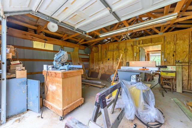 8279 Luce St, Alanson, MI 49706 - garage with a workshop area