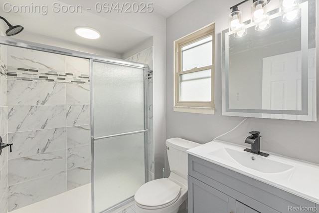 4325 Fox Hill Dr, Sterling Heights, MI 48310 - bathroom featuring a shower stall, vanity, and toilet