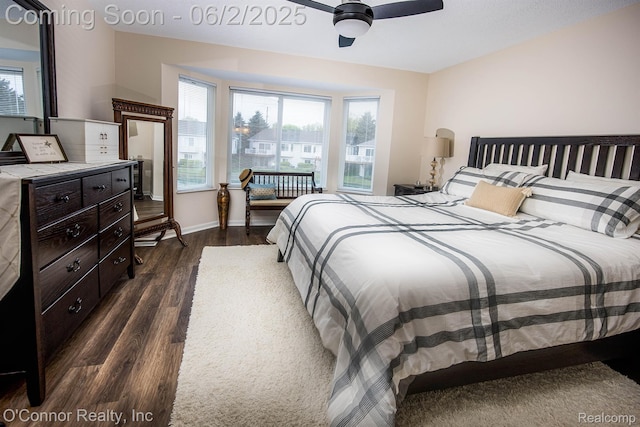 828 Crystal Ln, Marysville, MI 48040 - bedroom featuring dark wood finished floors, baseboards, and a ceiling fan