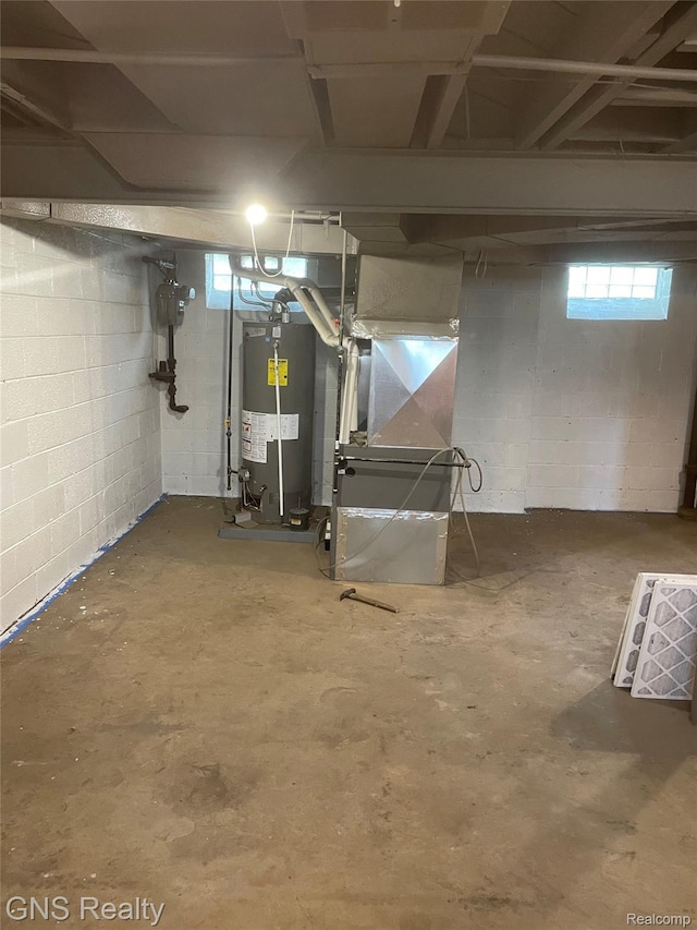 14275 Young St, Detroit, MI 48205 - below grade area with gas water heater, heating unit, and gas meter