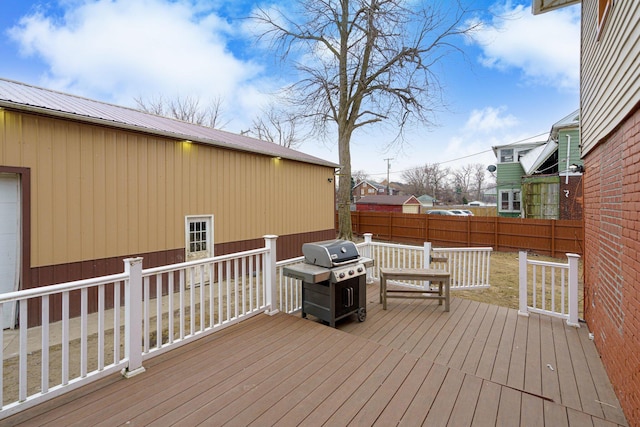 719 Webb St, Detroit, MI 48202 - wooden deck featuring area for grilling and a fenced backyard