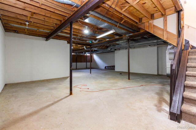 56259 Schoenherr Rd, Shelby Twp, MI 48315 - unfinished below grade area featuring stairs