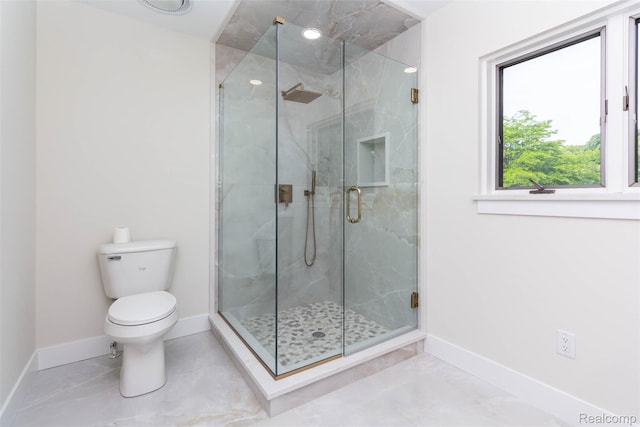 56259 Schoenherr Rd, Shelby Twp, MI 48315 - bathroom featuring toilet, baseboards, and a marble finish shower