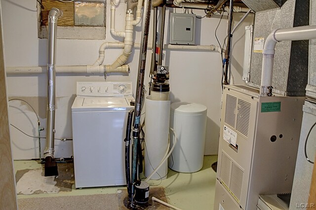 2683 Elmwood Dr, Adrian, MI 49221 - utility room featuring washer / clothes dryer, heating unit, and electric panel