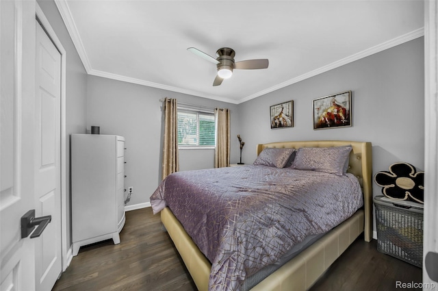 24970 Thorndyke St, Southfield, MI 48033 - bedroom featuring ornamental molding, wood finished floors, and a ceiling fan