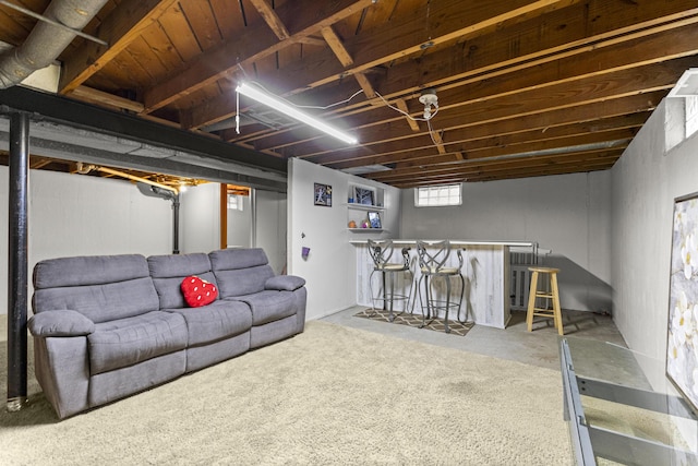 15944 Meyer Ave, Allen Park, MI 48101 - living area featuring a bar and concrete floors