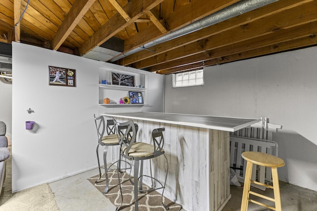 15944 Meyer Ave, Allen Park, MI 48101 - indoor dry bar featuring unfinished concrete flooring and radiator heating unit