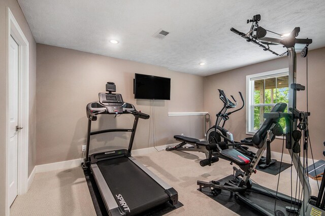 883 Water Ridge Dr, Byron Center, MI 49315 - workout area with carpet, baseboards, and recessed lighting