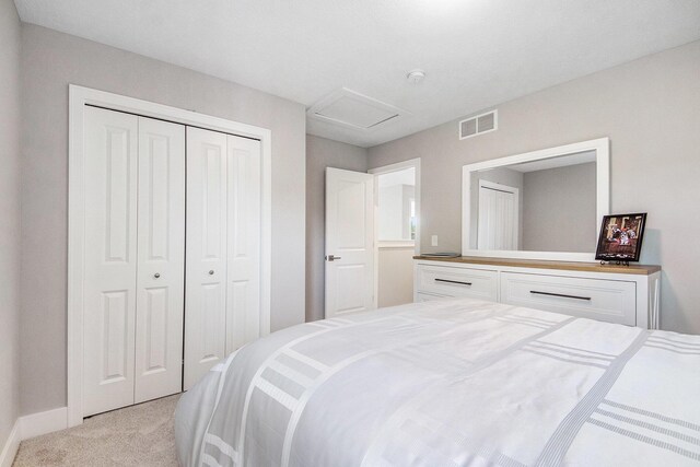 883 Water Ridge Dr, Byron Center, MI 49315 - bedroom with carpet, attic access, a closet, and baseboards