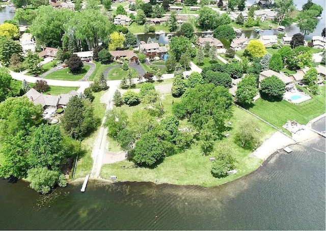 3671 Lido, Highland, MI 48356 - aerial view of property and surrounding area featuring a nearby body of water and nearby suburban area