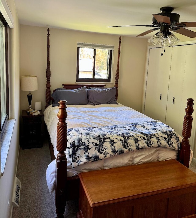 3671 Lido, Highland, MI 48356 - carpeted bedroom featuring a closet and ceiling fan